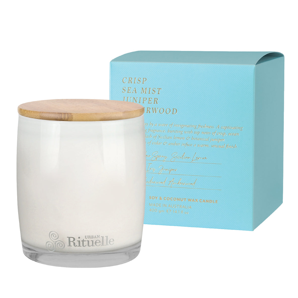 Apotheca - Crisp Sea Mist, Juniper, Amberwood Scented Soy Candle | 400gm