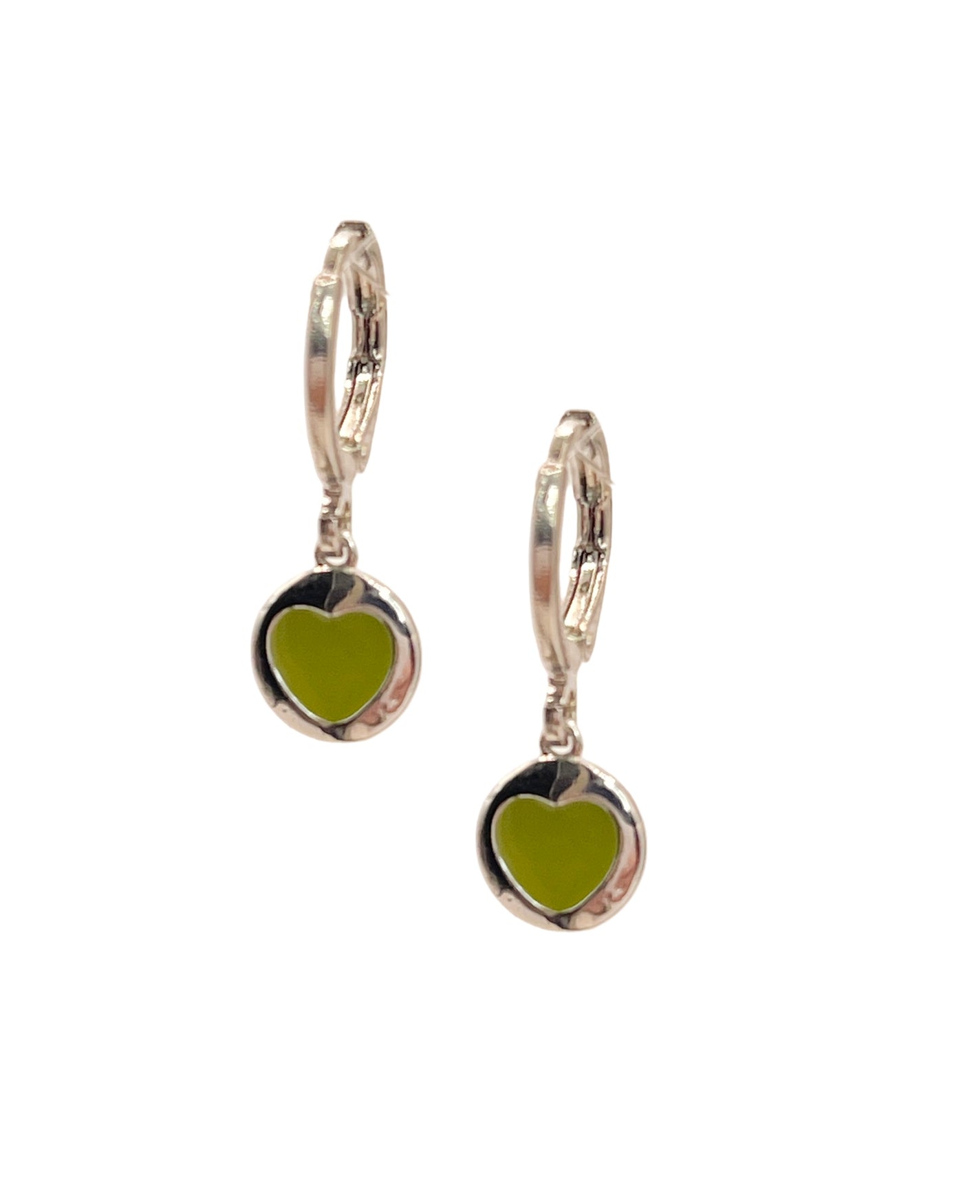 Huggies & Kisses - Olive Silver Earrings