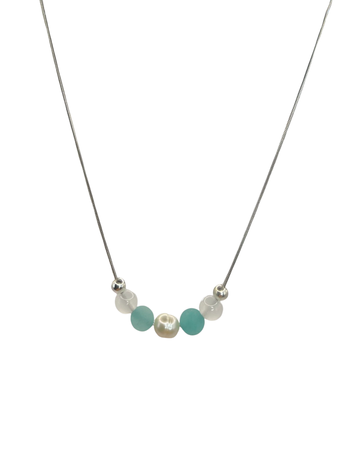 Juliet Necklace - Silver/Aquamarine